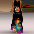 2025 New Summer Women's Sleeveless Long Dress with V-neck and Floral Print European and American Style for Cross-border Foreign
