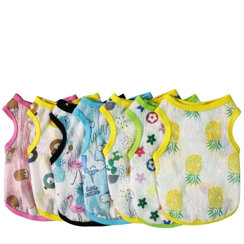 Spring Summer Eco-Friendly Cute Cotton Sunscreen Cooling Outdoor Dog Vest T-Shirts for Small Animals