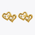 18K Gold Plated Stainless Steel Jewelry Interlocking Hollow Double Heart Zircon Stud Earrings for Women Earrings E241598