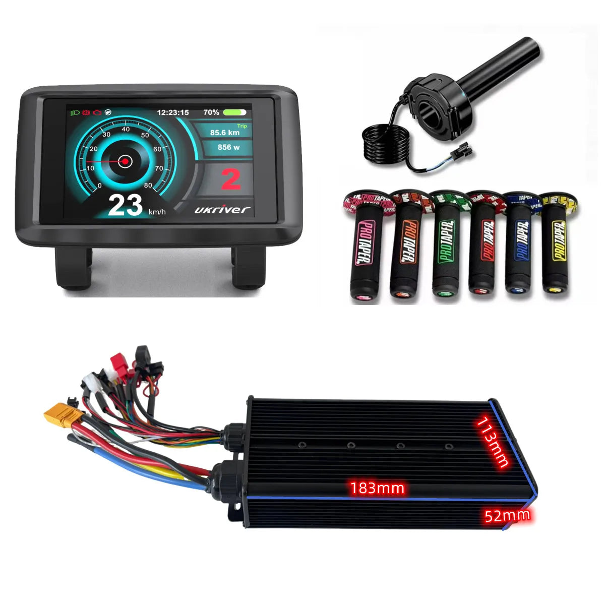 72V 3000W Ebike Kit Controller System with 72V 60A FOC Sine Wave Controller Colorful UKC1 Display and SurRon Throttle