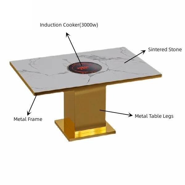 Golden luxurious style hot pot table