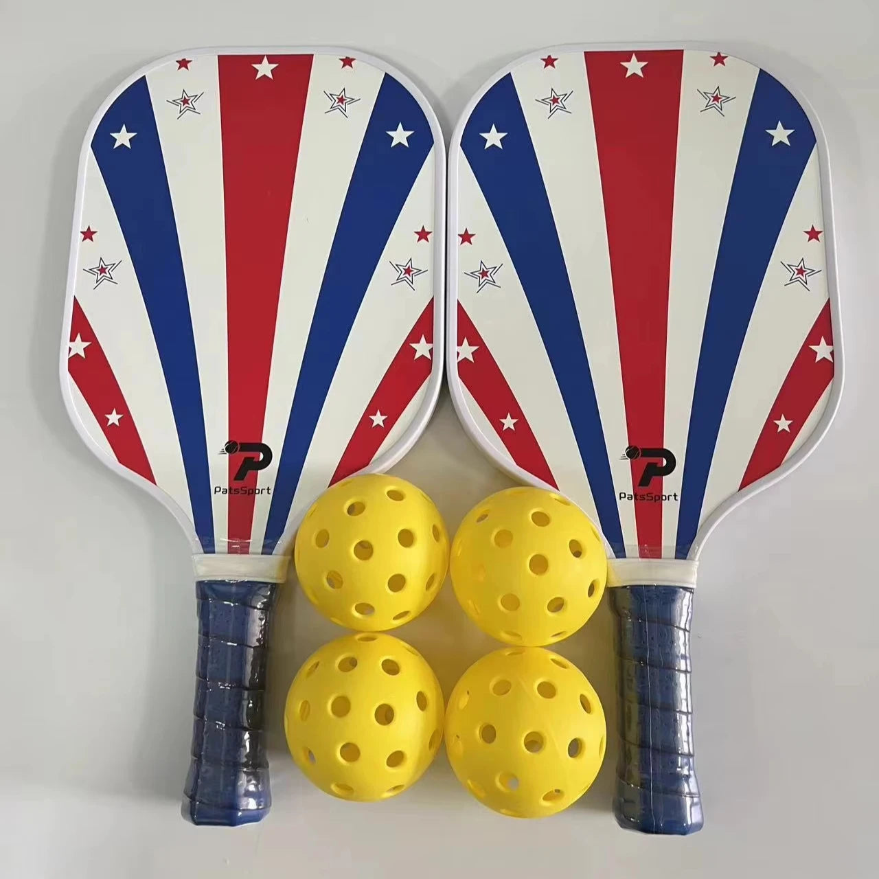 Factory Direct Premium Pickleball Paddle Set 14mm Carbon Fiber with Fiberglass Surface 2 Paddles 4 Balls 1 Carry Bag