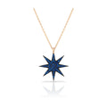 Azuris Rhodium Plated 925 Sterling Silver Bezel Setting Trendy Brilliant Cut Blue Stone Star Pendant Necklace Women's Engagement