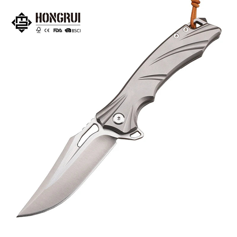 2026 New Design CNC M390 Steel Outdoor EDC Folding Knife Pocket Survival Knife CT4 Titanium Alloy Handle for Camping Carry
