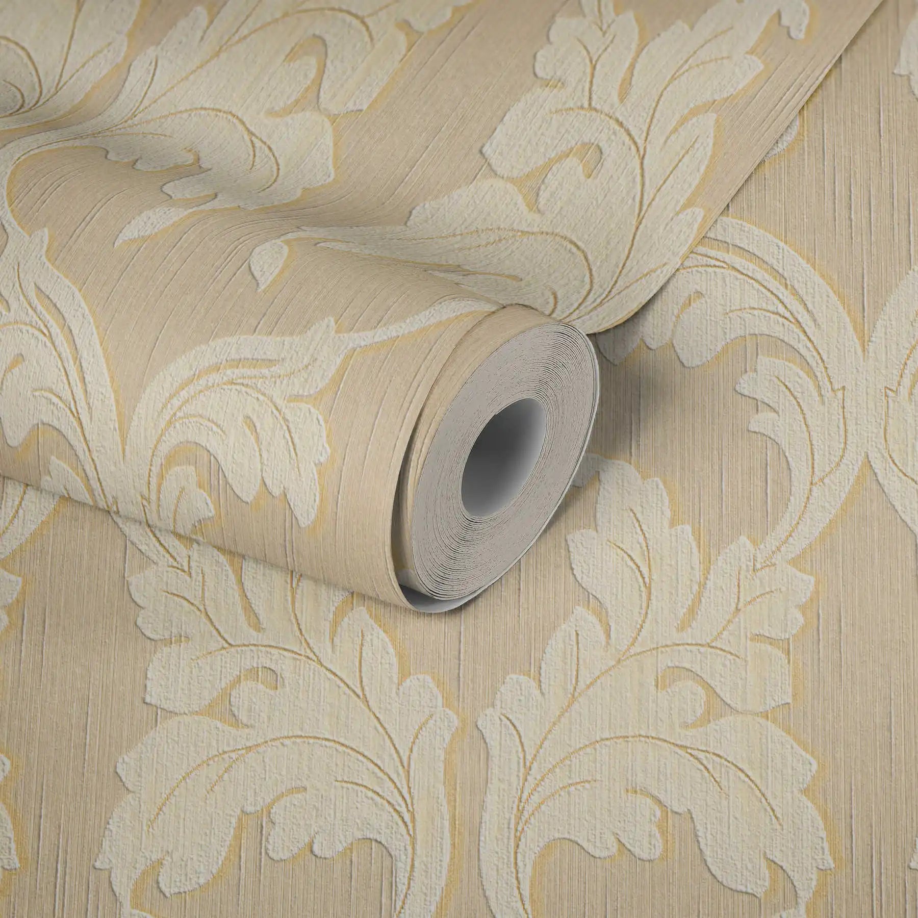 Made in Germany Modern Damask Beige Yellow Non Woven Anti-static Wallpaper Rolls 053 X 1005m