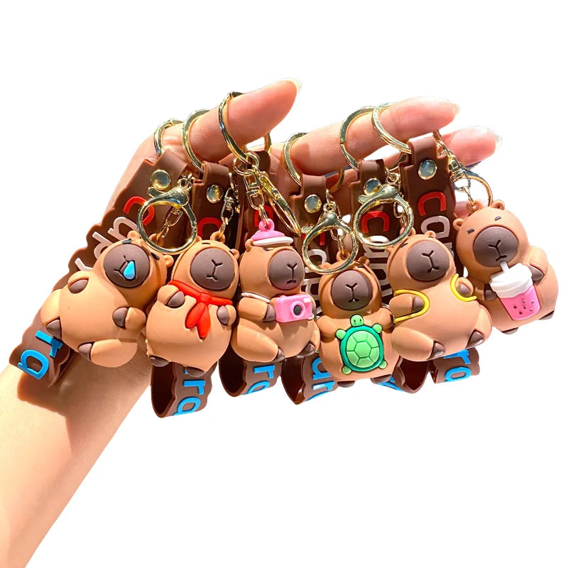 Hot Capibala Keychain Cartoon Dolphin Mouse Doll Small Pendant Couple Keychain Backpack Hanging Accessories Keychain Wholesale