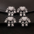 Wholesale Silver Tone Heart Pendant Set Multi Family Figures with Full Zircon Inlay Family Theme Jewelry for Necklace Making