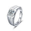 XJZ040 S925 Sterling Silver Men Ring Moissanite Man Rings Big Diamond Fashion Rings Jewelry Adjustable Size