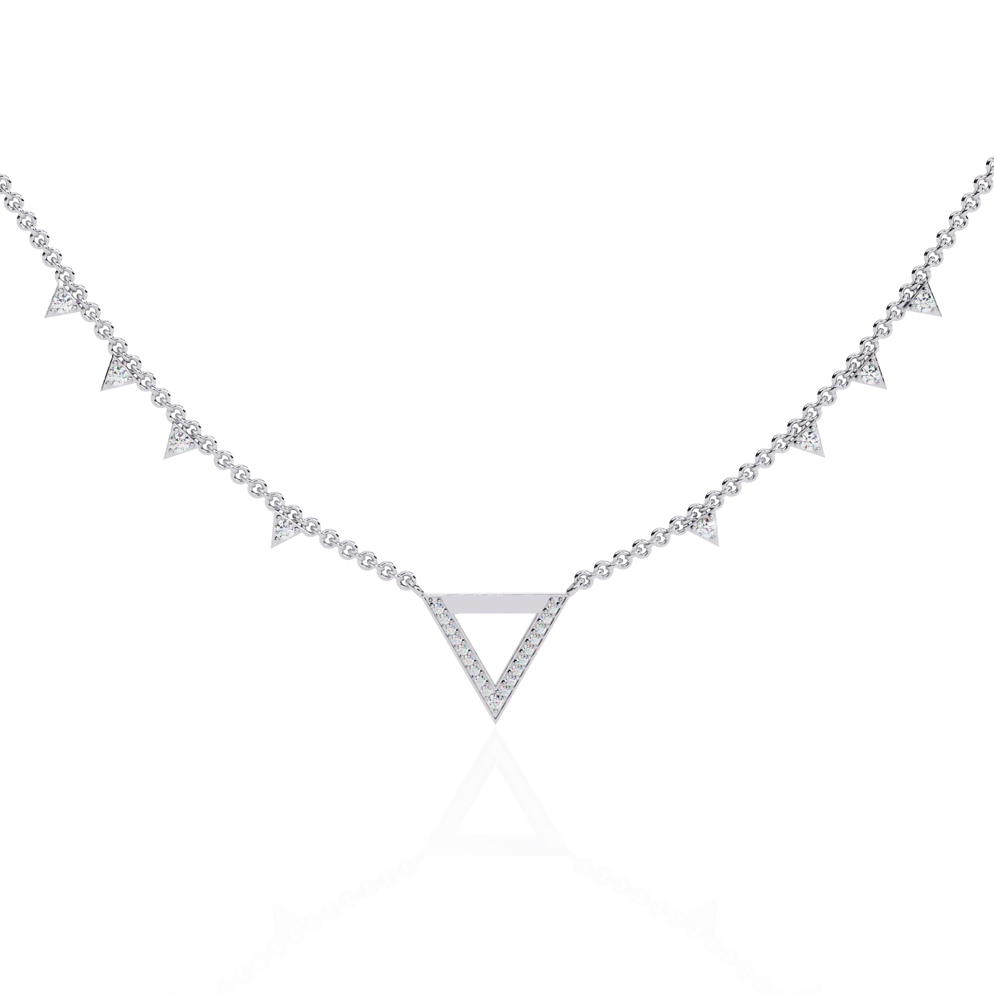 Minimalist Style Lab-Grown Diamond Chain Necklaces for Women 14K Gold Plated Round Brilliant Cut Triangle Neck Style