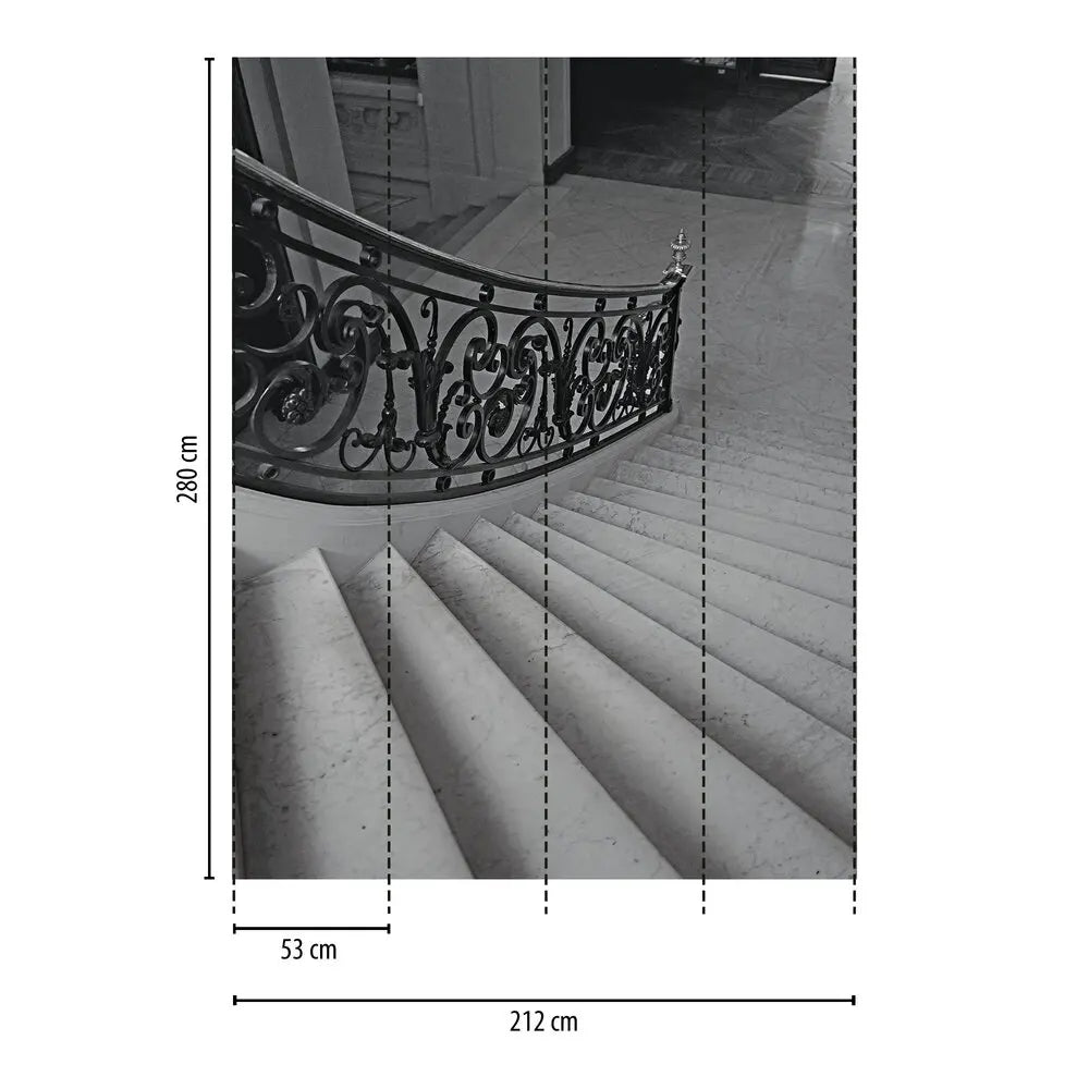 Germany Made Premium Non Woven Vinyl Wall Mural Grey Black White for Staircase Dining & Bedroom Home Decor 2.80x2.12m