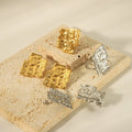 Skin Texture Chunky Designer Women Waterproof Stainless Steel 18K Gold Plated Women Stud Wholesale Fashion Jewelry Earrings