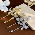New Pearl Zircon Butterfly Long Tassel Earrings High-end Stylish Fashion Earrings