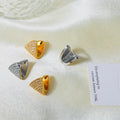 Triangle Cubic Zircon Earrings Minimalist Stainless Steel PVD Gold Earring Fashion Jewelry Women Office Wholesale Bulk