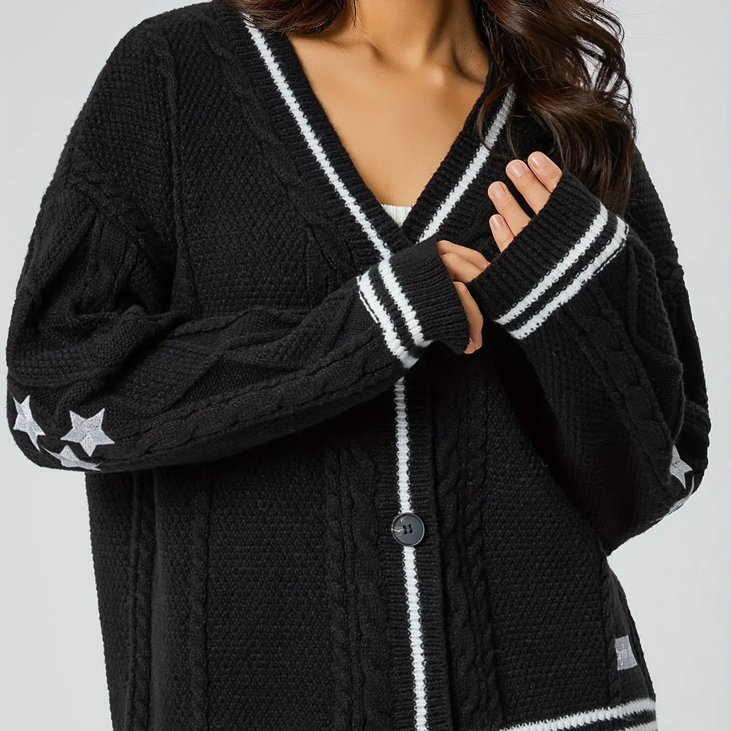 Autumn Winter Solid Women's Cardigan - EU/US Elegant Office Batwing Sleeve Beige Single-Breasted Knit Coat