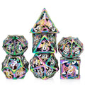 Wholesale Hollow Metal Polyhedral Dice Set 7PCS DND Custom Gaming Metal Box Gift Rainbow