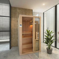 In Stock Immediately Delivery Infrared Wooden Sauna Cabin Hemlock Traditional Steam Sauna With Colorful Light