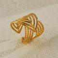 Fenyi Wholesale Jewelry Hot Sale Classic Retro Fashion Elegant Gold-plated Stainless Steel Open Ladies Niche High-end Ring