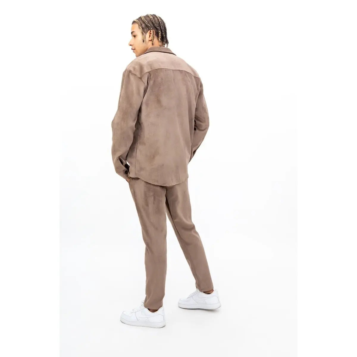 Imperio Shop Men's Camel-Colored Straight Casual Breathable Fine Corduroy Pants Digital Printing Elastic Waistband Autumn