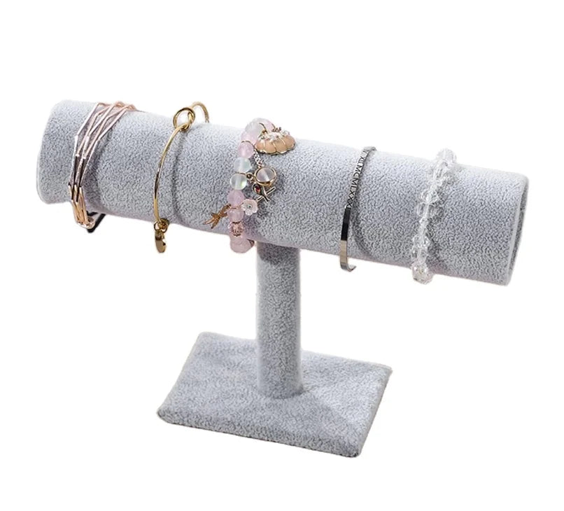 Gray Velvet Bracelet T-shaped Jewelry Stand Organizer for Bracelets Bangles Pendants Anklets Watches