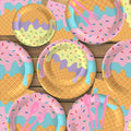 Summer Ice Cream Party Tableware Paper Plates Disposable Paper Cups Paper Towels Dessert Tableware Birthday Party Decoration