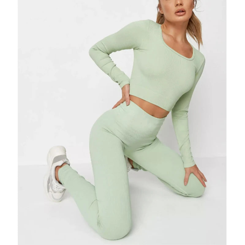 Women's Sportswear Active Stretch Full-Length Crew Neck Print One-Piece Bodysuit Quick Drying Flare Pants Yoga Jumpsuit