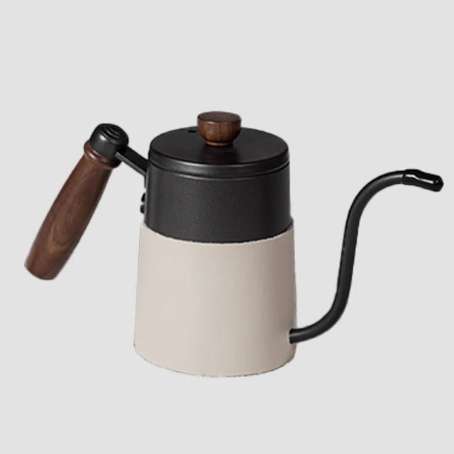 Milky White Stainless Steel Gooseneck Pour-over Coffee Kettle with Long Over Spout Metal Coffee Accessories