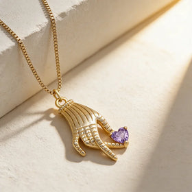 QIKU Purple Love in Hand Shape Pendant Women Necklace Copper Zircon Chain Choker Jewelry Accessories Gift Wholesale Dropshipping