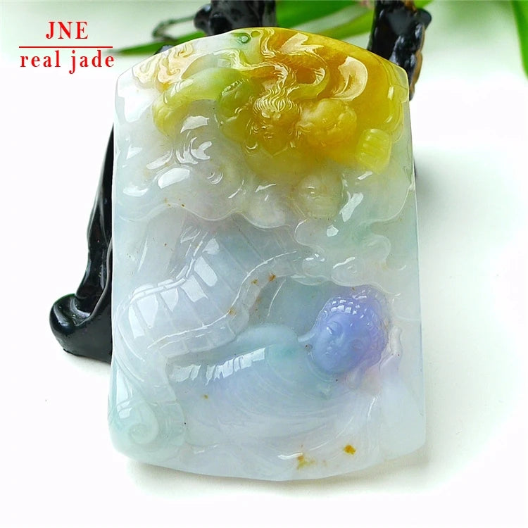 Myanmar Natural a Type Jadeite Jade  White Pendant SWhite ANCWhite AI Vairocana Emerald  White Pendant 86.60