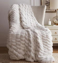 Texture Furry Cozy Faux-Rabbit Fur Plush Blanket Throw Blanket for Home Decoration Sofa Couch Comfortable