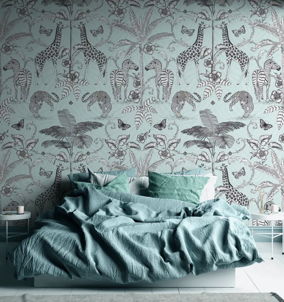 Germany Made Floral Photo Wallpaper Murals Black White Grey Non Woven Vinyl Sound-Absorbing Highly Wash-Resistant Light Gym Mall