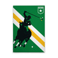 Made In Germany - Home Decor Canvas Picture Retro Polo Player - Wall Painting Mural In Green And Yellow - Stretcher Frame Art