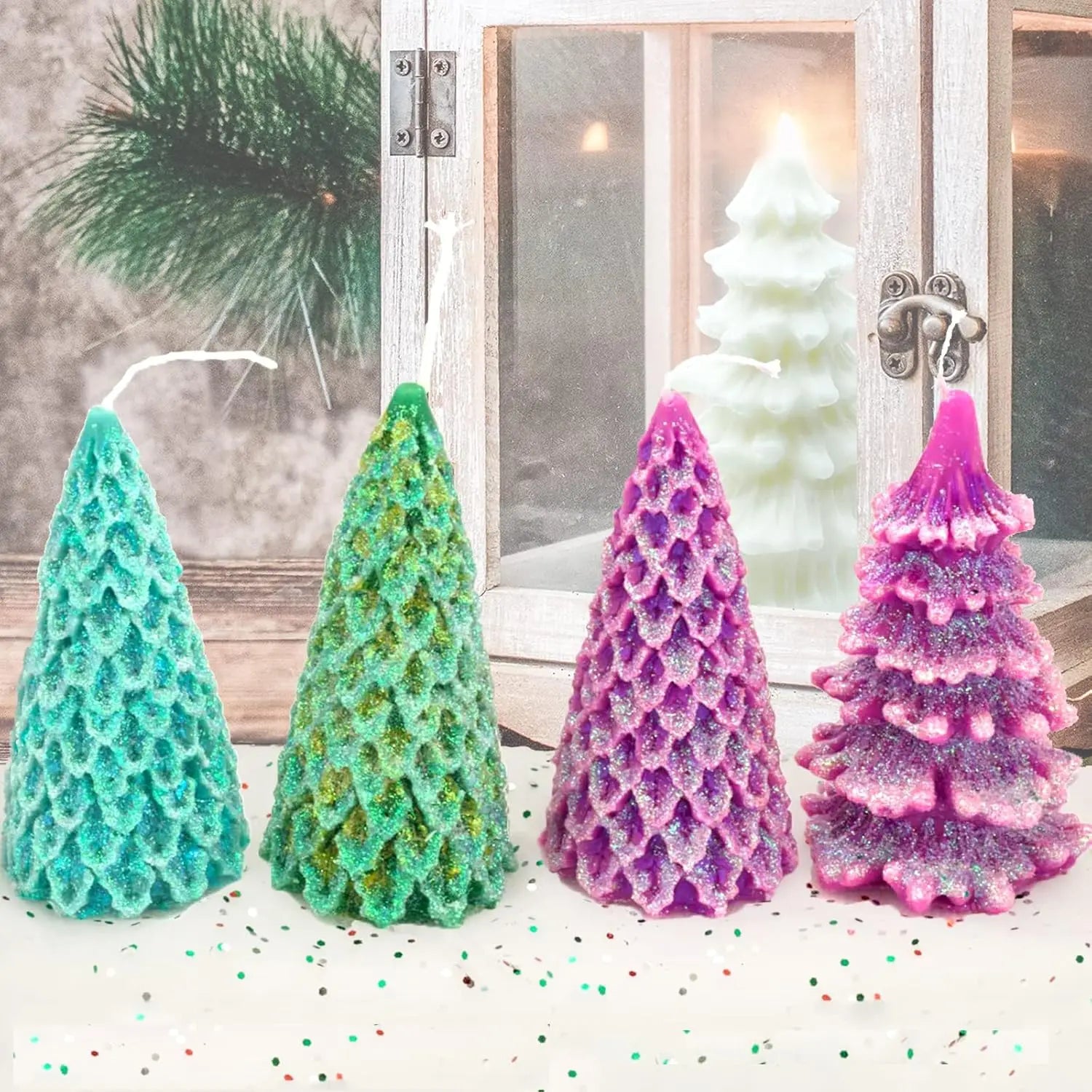 BIg Pine Christmas Tree Shape Silicone Resin Epoxy Mold DIY Cast Aromatherapy Wax Candle for Party Home Eve Dinner Decoration