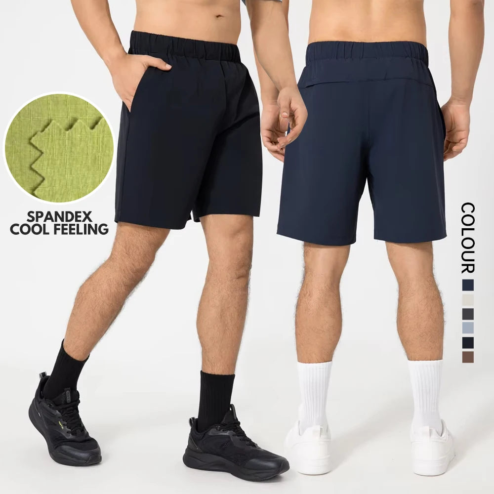 SHINBENE 8\" Leisure Gym Shorts Lightweight Quick Dry Workout Zipper Pockets Casual Solid Pattern Anti-Wrinkle Sports Shorts