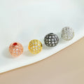 10mm Copper Metal Cubic Zirconia Micro Pave Charm 18K Gold Plated Loose Bead Diamond Round Ball Spacer Beads for Jewelry Making