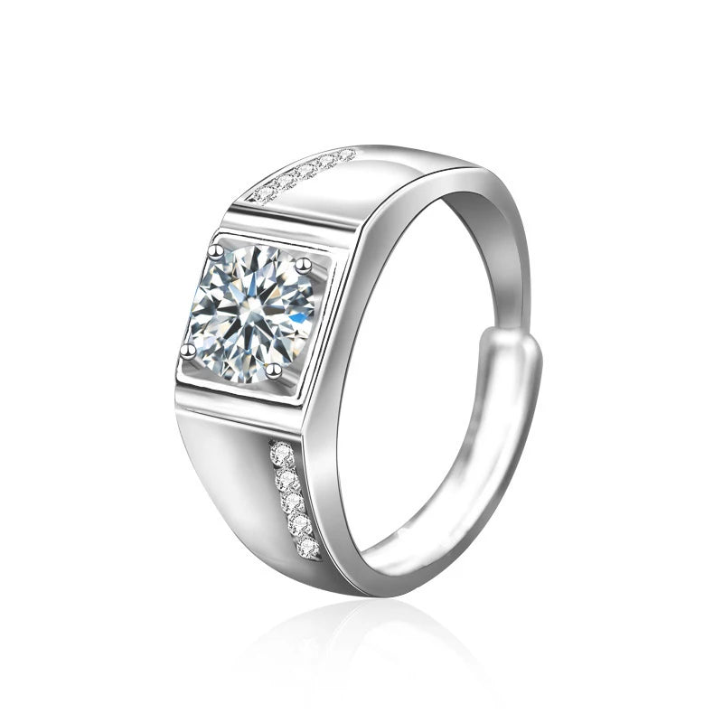 XJZ029 925 Sterling Silver Ring Classic Style Diamond Jewelry Moissanite Diamond Ring Wedding Party Gift Ring for Men
