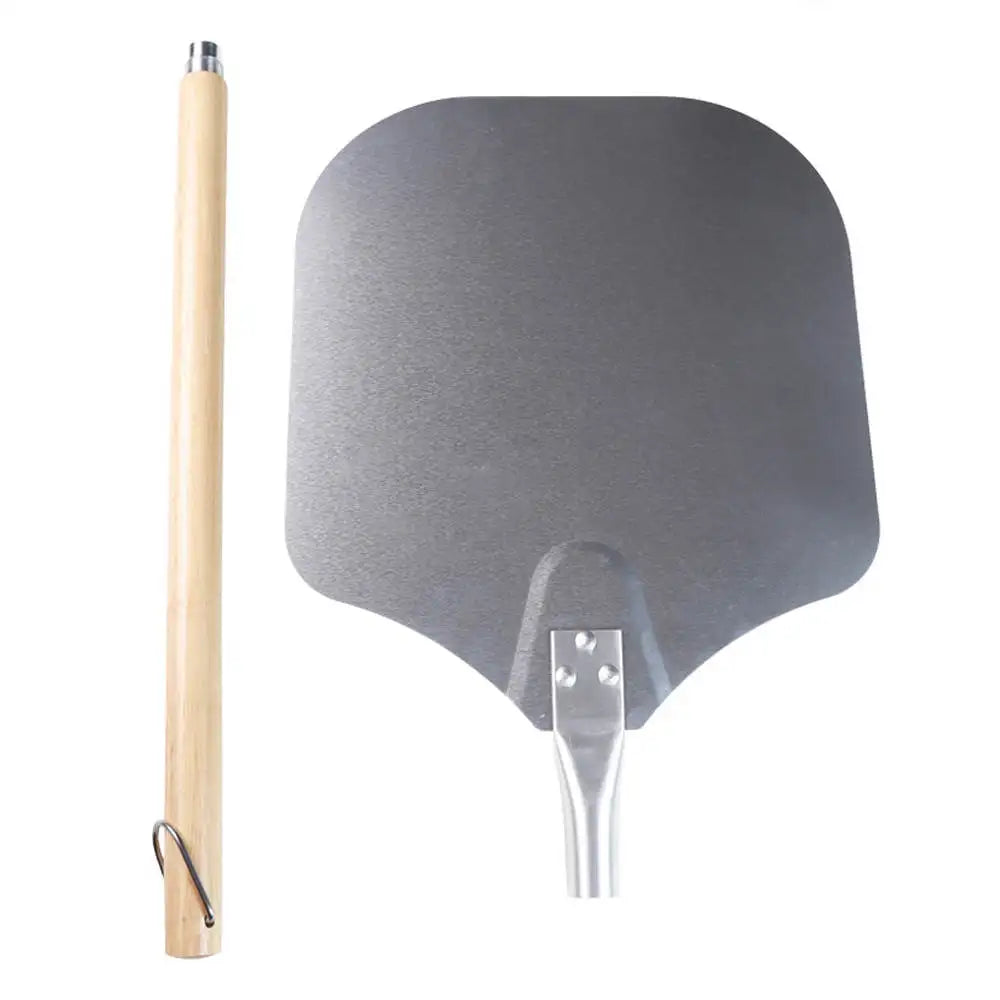 Aluminium Pizza Peel Turner with Detachable 12*14 Inch Rectangle Movable Wood Handle for Commercial Restaurants Baking Pizza