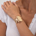 Trendy Design Metal Flower Open Bangle Bracelet for Women Charms Lady Cuff Bracelets Daily Wear Accessories Fashion Jewelry Gift