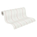 Made Germany Modern Stripes Cream Red Non Woven Vinyl Wallpaper Rolls-Highly Wash-Resistant for Living Room Hotel Use