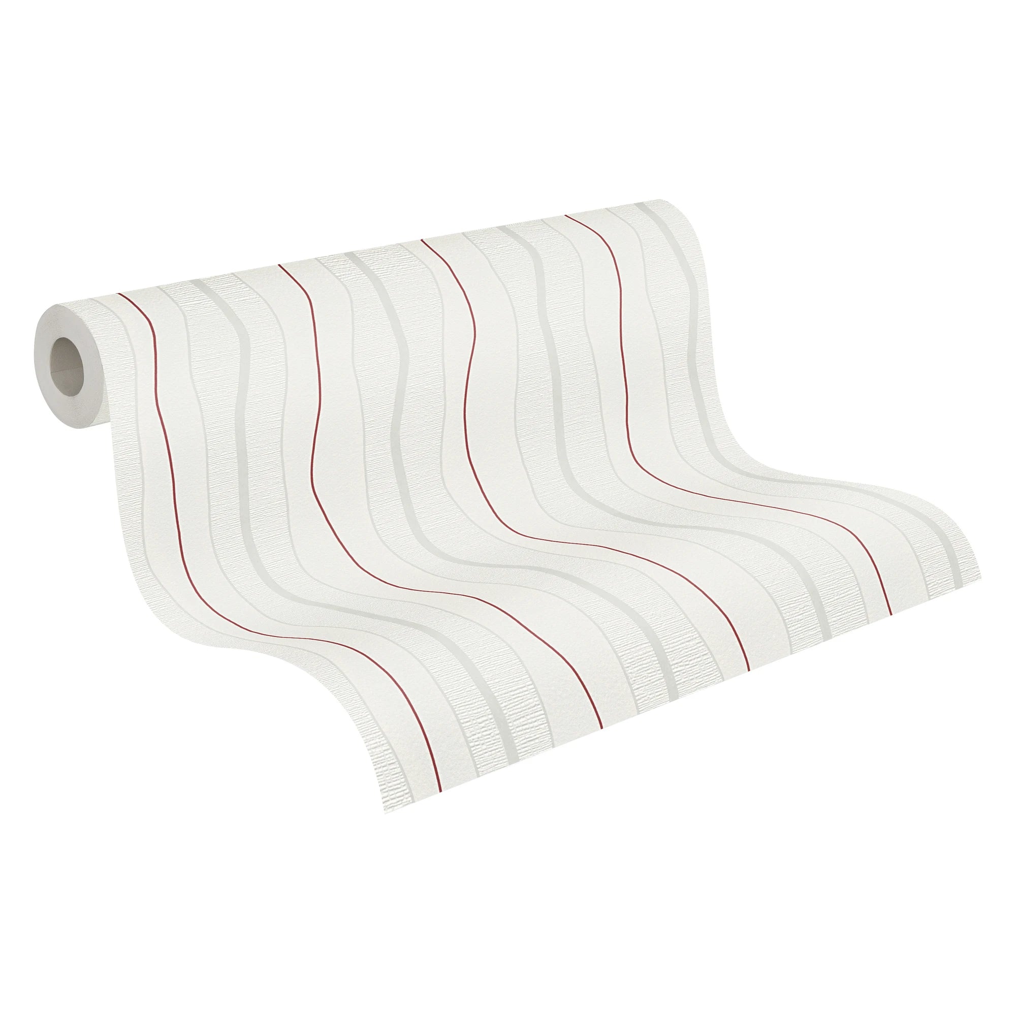 Made Germany Modern Stripes Cream Red Non Woven Vinyl Wallpaper Rolls-Highly Wash-Resistant for Living Room Hotel Use