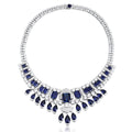 Luster Custom 925 Silver Necklace Lab Grown Sapphire Diamond Fine Wedding Jewelry Set for Engagement for Parties