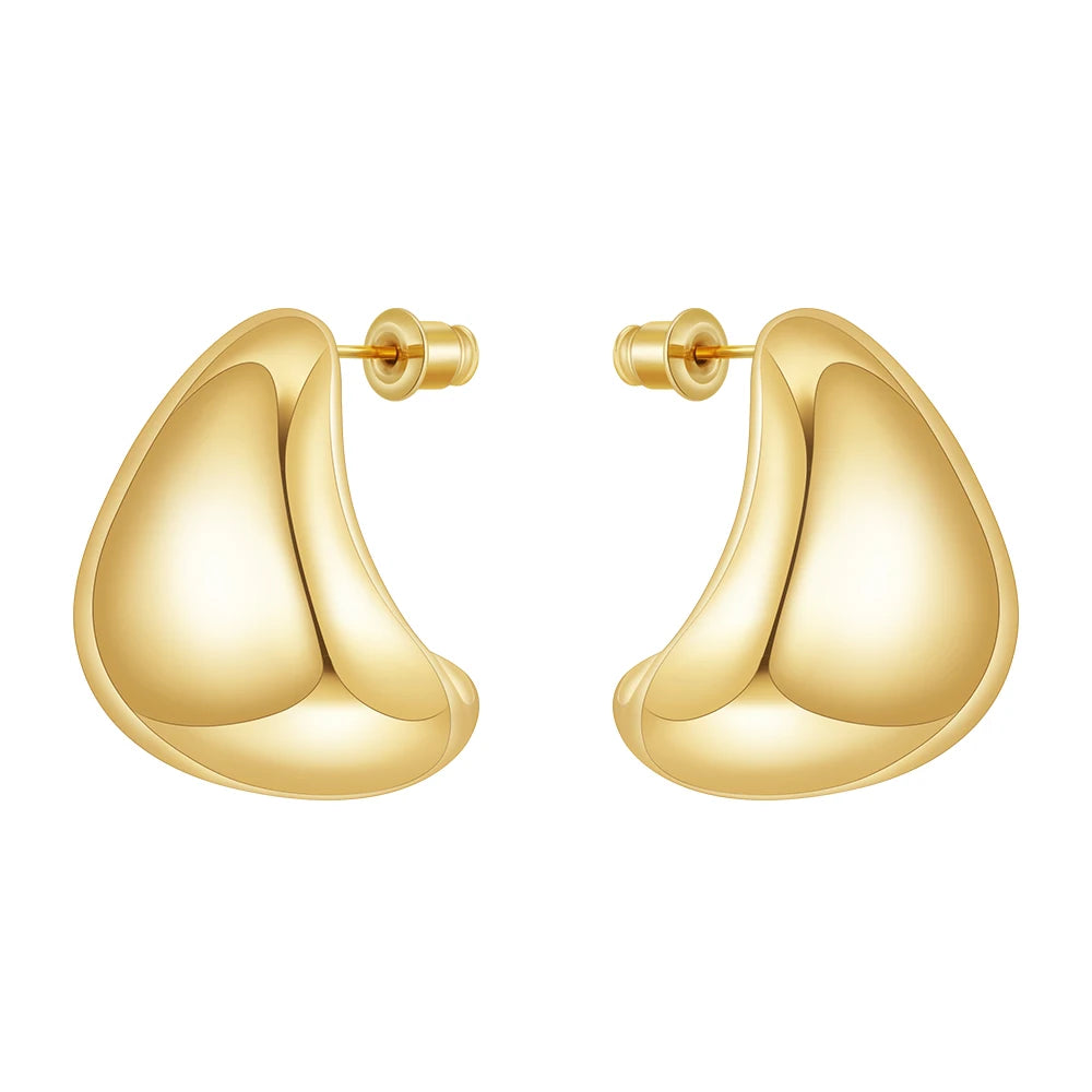 Latest 18K Gold Plated Brass Jewelry Chunky Geometric Hollow Curved Drop Earrings for Women Punk Party Earrings E241586