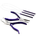 Professional Stainless Steel Hair Extension & Beading Tool Kit with 4-Piece Plier Set and I-Link Micro Ring Loop Needle