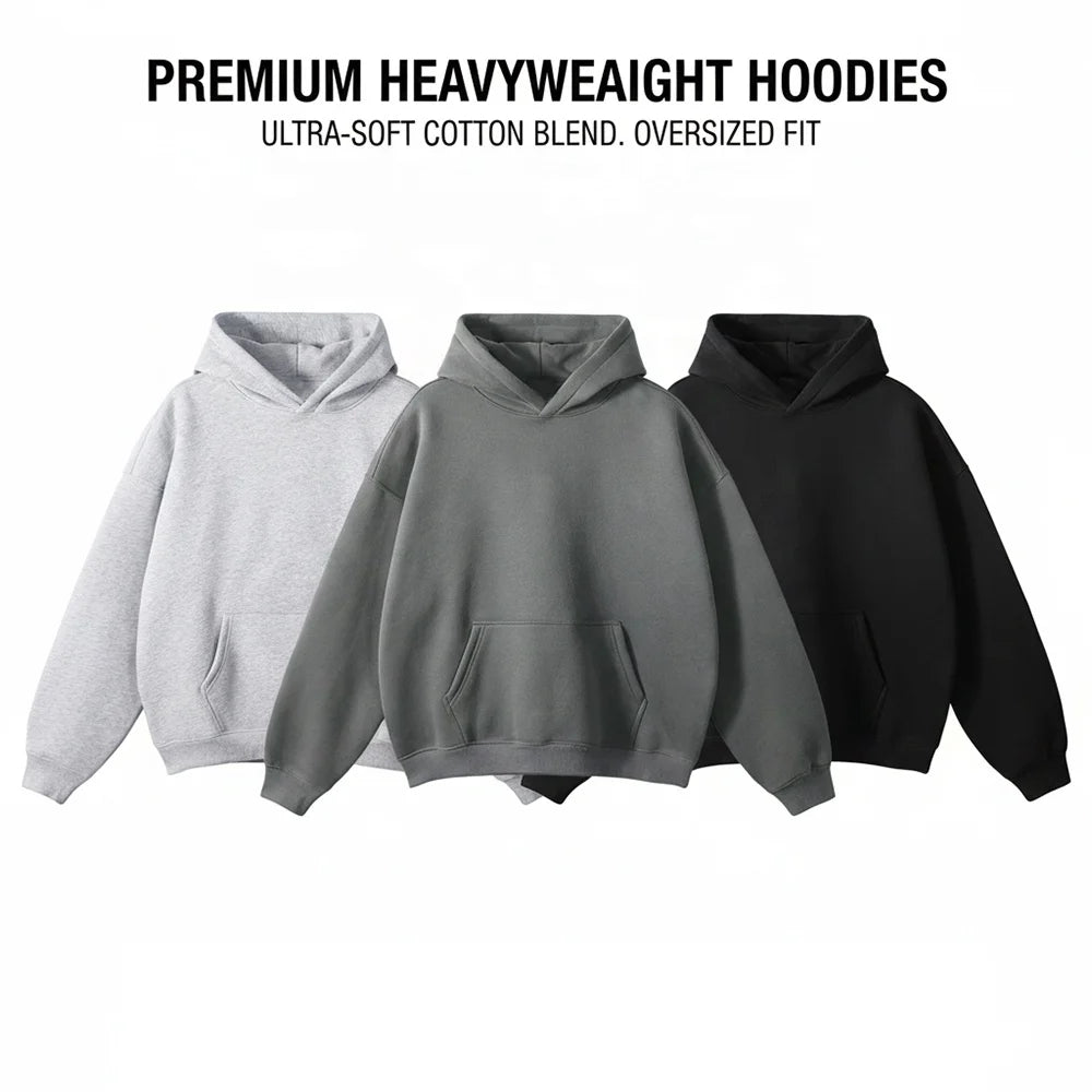 High Quality Men's Pullover Sweatshirts Unisex Oversized Hoodies Blank Heavyweight Hoddie Boxy Sudadera Custom Cotton Hoodie