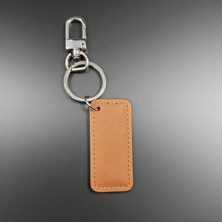 Personalized Laser Rectangle Leather Keychain Hook Laser Friendly Blank Name Tag Anniversary Gift Laserable Leatherette Keychain