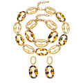 Animal Theme Jewelry Set Leopard Print Pig Nose Design Stainless Steel Necklace Earrings Bracelet for Fashion Wholesale