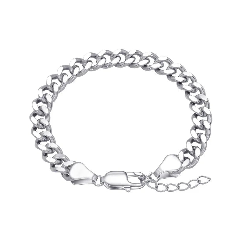 Low MOQ Wholesale 925 Sterling Silver Princess Cut Zircon Classic Curb Chain Bracelet for Gift & Party Occasions