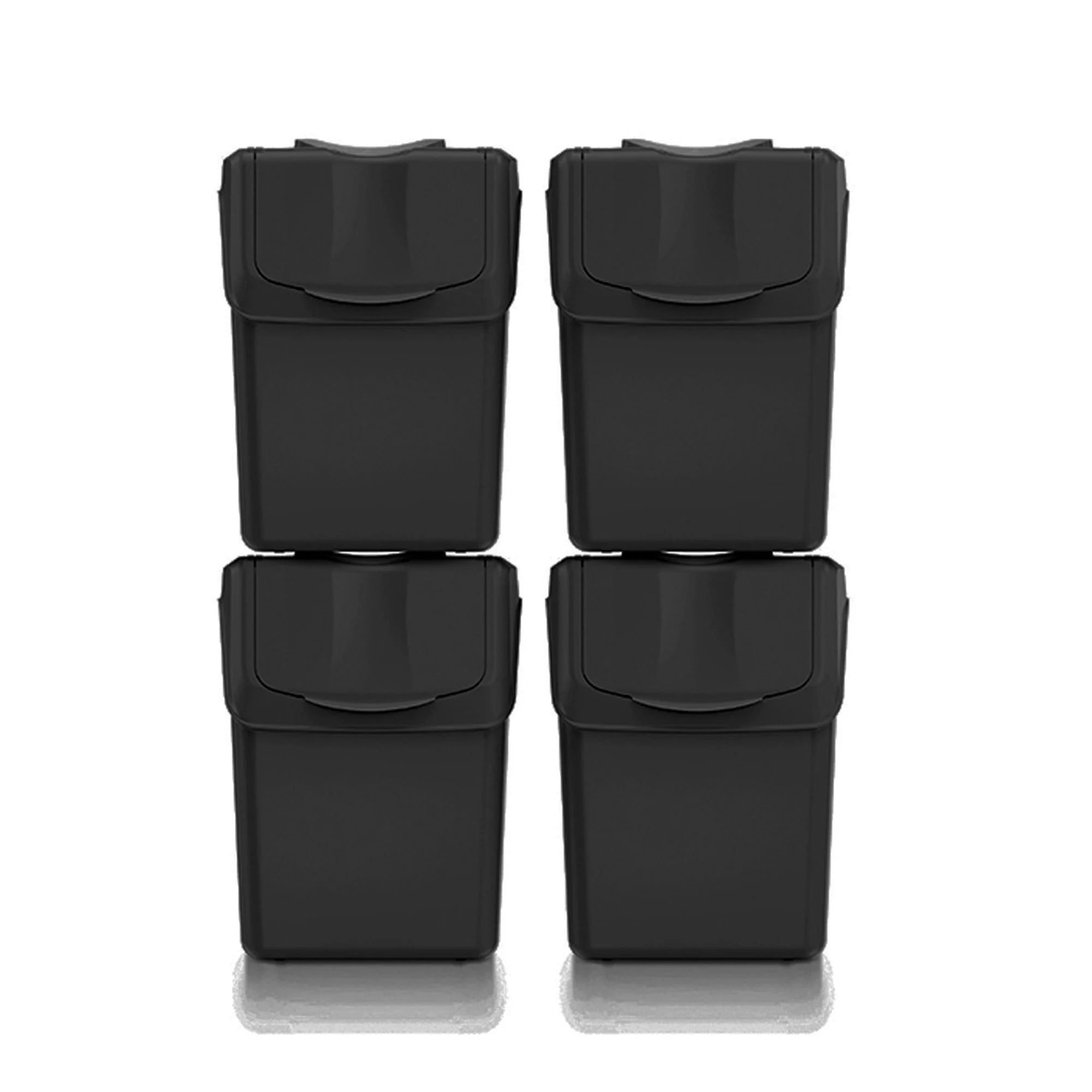 Set of 4 KEDEN SORTIBOX trash cans 100% recycled plastic black 80L