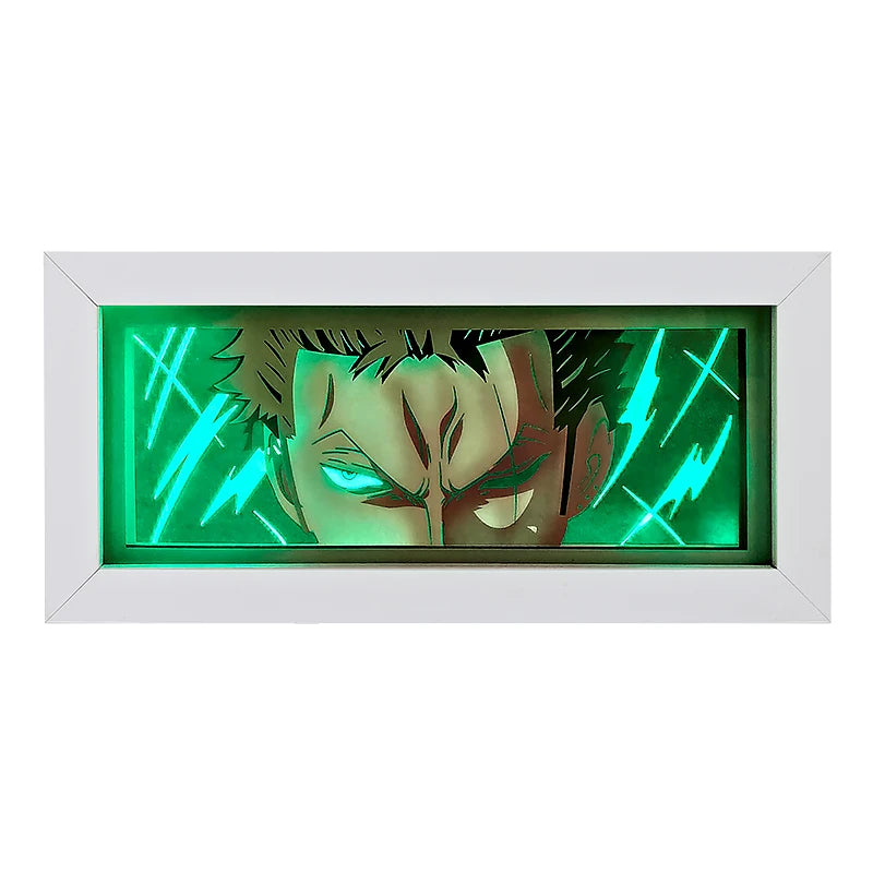 Hot Selling Christmas Gift Tiktok Paper Cut Anime Character Roronoa Zoro Diy Papercraft Carved Led Strips Paper Cut Light Box
