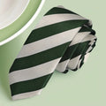 Green White Striped Jacquard Woven Slim Fashion Tie