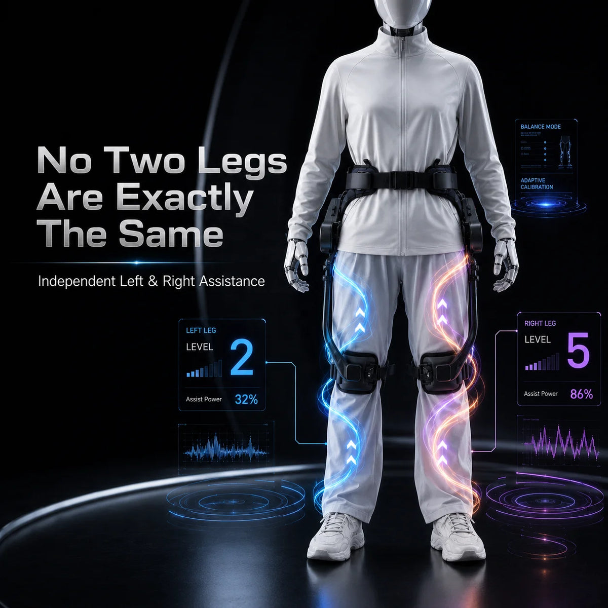 AI Adaptive Hip Joint Exoskeleton Smart Walking Assistance Device Independent Left Right Motor Control for Outdoor Use MegaBDM